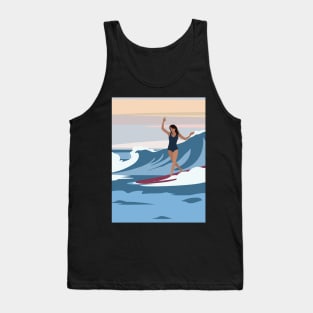 Serenity by the Sea Woman Surfing Art Tank Top